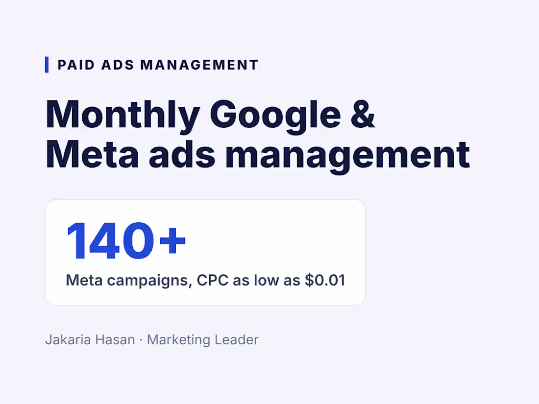 Cover image for Monthly Paid Ads Management (Google and Meta)