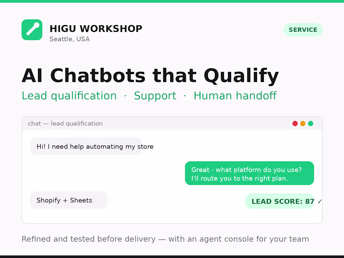 Cover image for AI Chatbot for Lead Qualification & Support