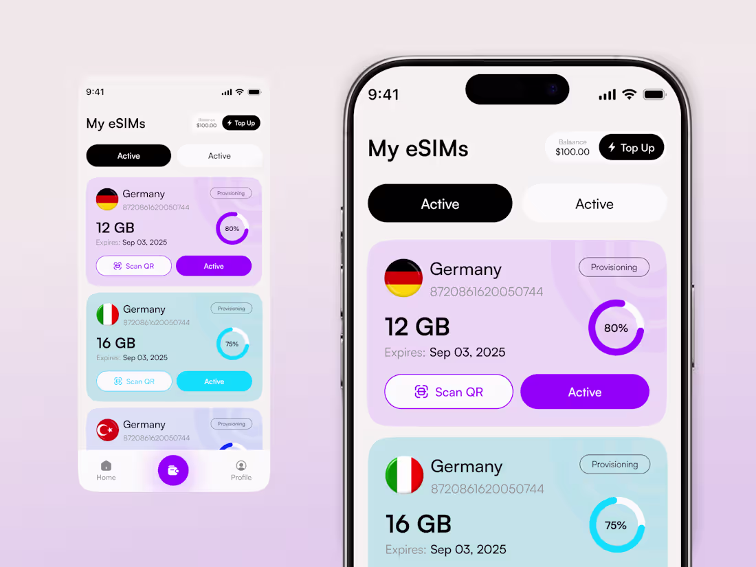 Cover image for Here is my Modern eSIM Management App UI Redesign Feel free ...