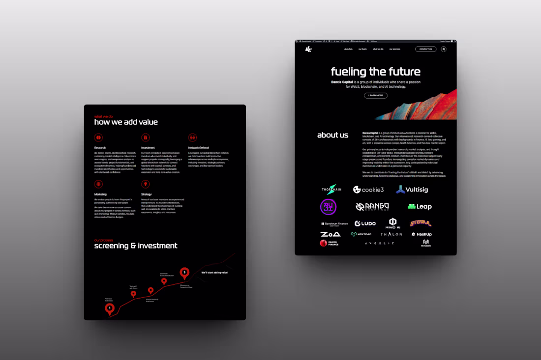 Cover image for A bold, dark-themed WordPress website built for a Web3 inves...
