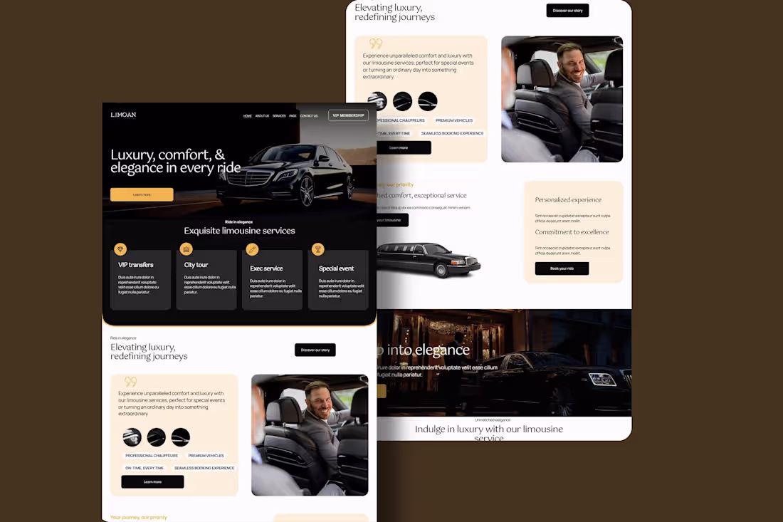 Cover image for Luxury Limousine Website Design in Squarespace