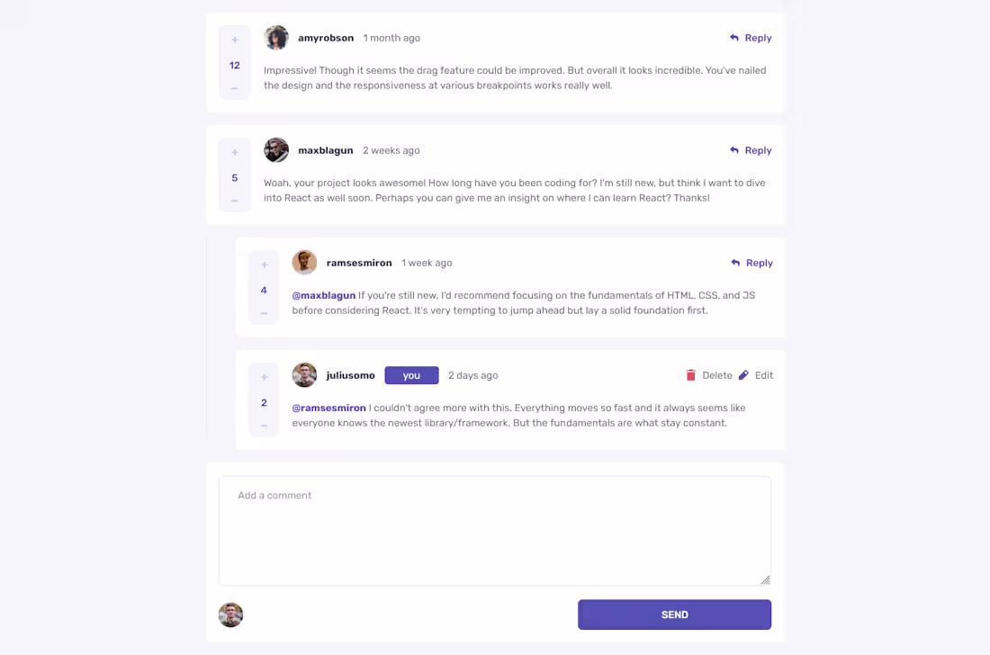 Cover image for Interactive Comments Section
