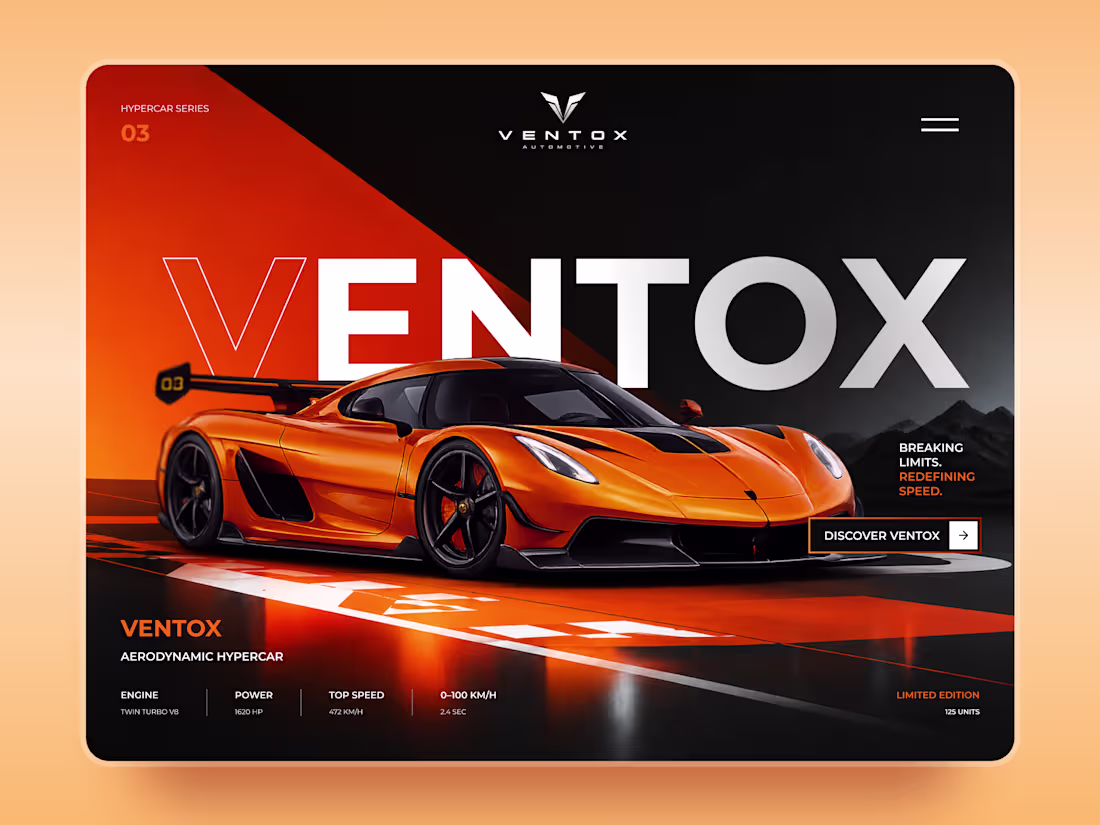 Cover image for Ventox — Hypercar Landing Page