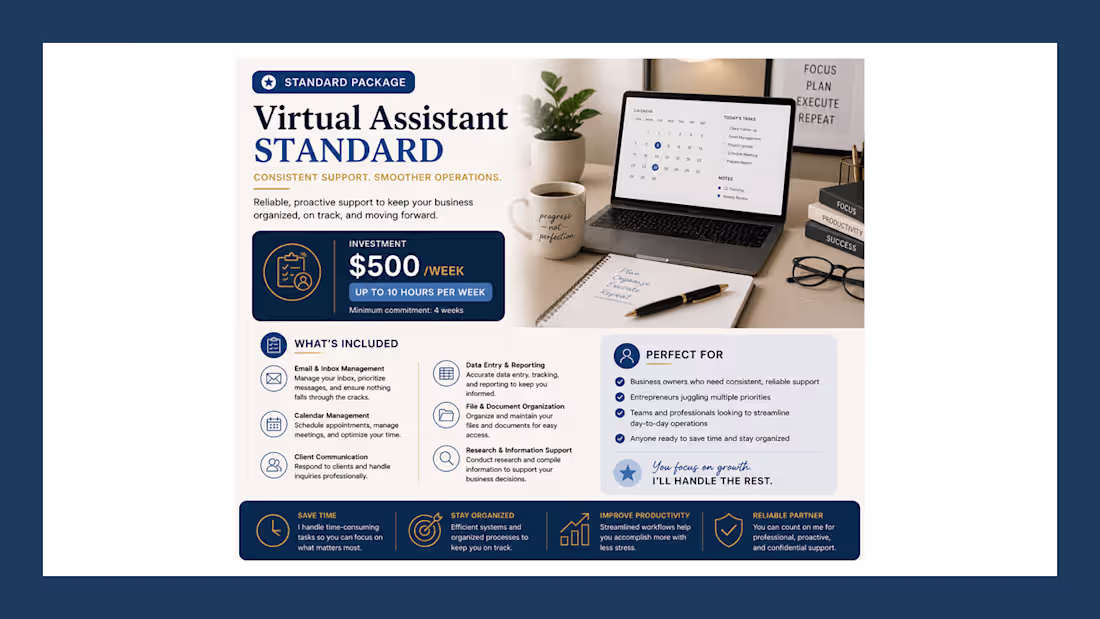 Cover image for Virtual Assistant-Standard Package