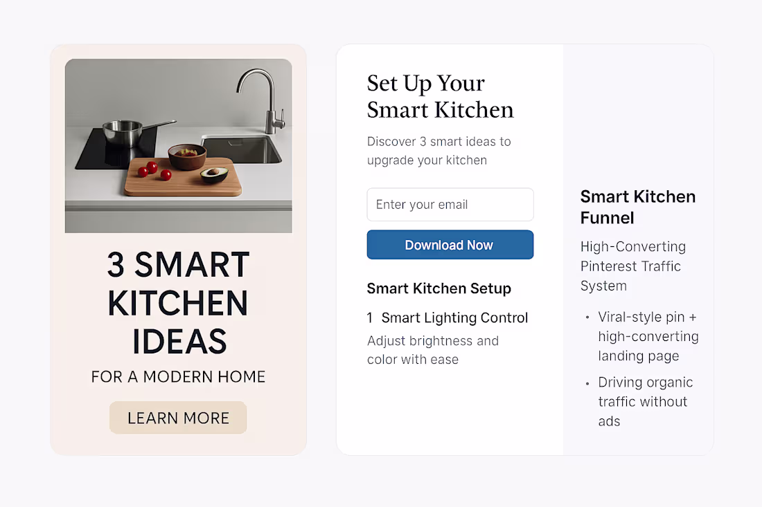 Cover image for Smart Kitchen Funnel Pinterest Traffic & Conversion System
