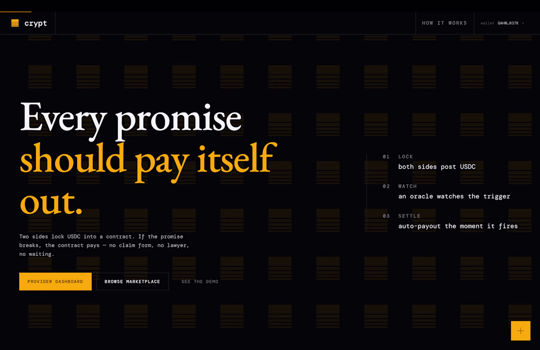 Cover image for Crypt, a parametric SLA escrow