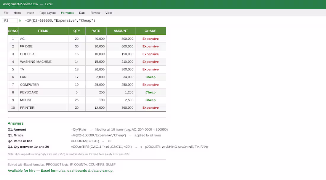 Cover image for Practicing my Excel formulas today