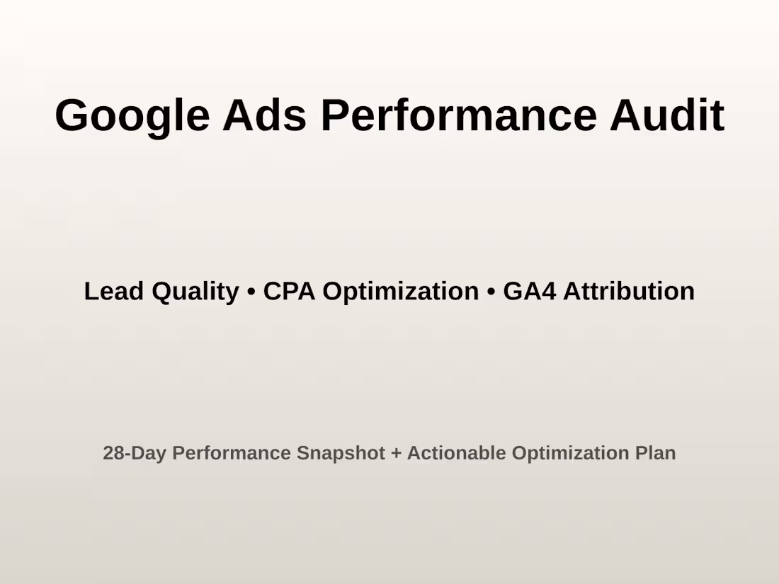 Cover image for Google Ads Performance Audit and Lead Optimization