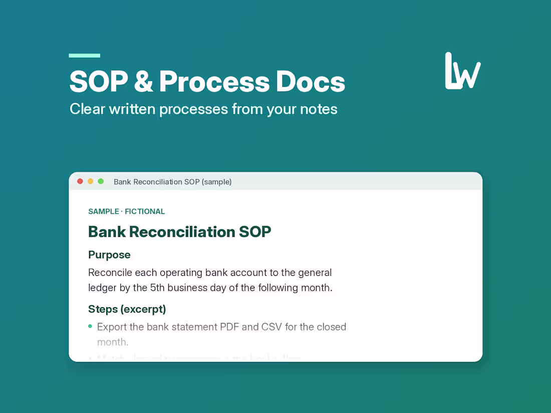 Cover image for SOP and Process Documentation Writing | From Your Notes
