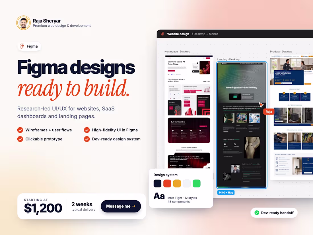 Cover image for Figma UI/UX Design for Websites & SaaS