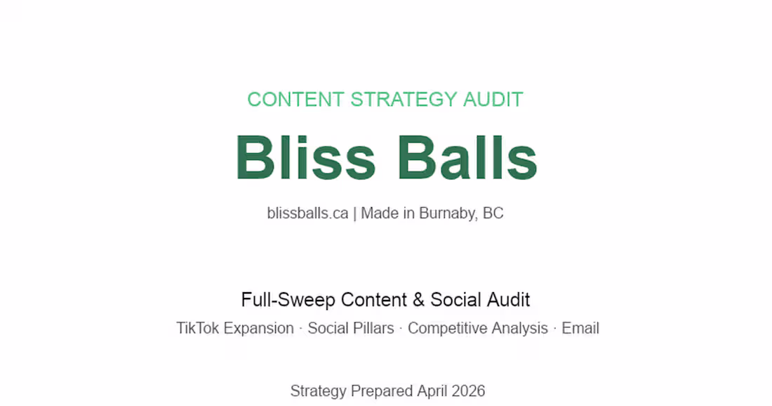 Cover image for Bliss Balls Content Strategy Audit 2026