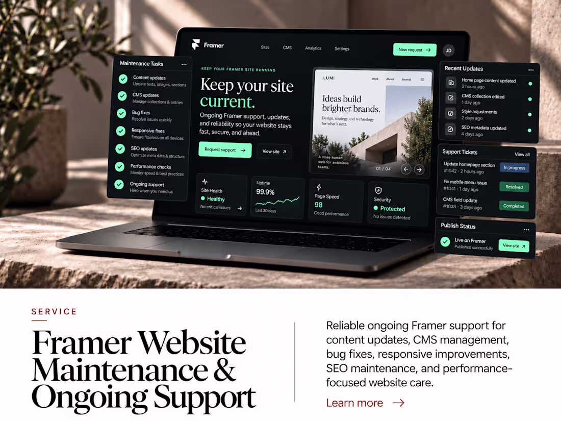 Cover image for Framer Website Maintenance & Ongoing Support