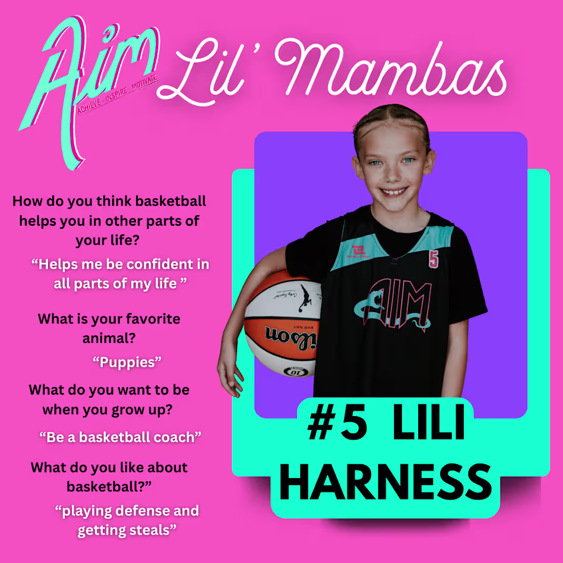 Cover image for Instagram posts for the lil mambas basketball team!