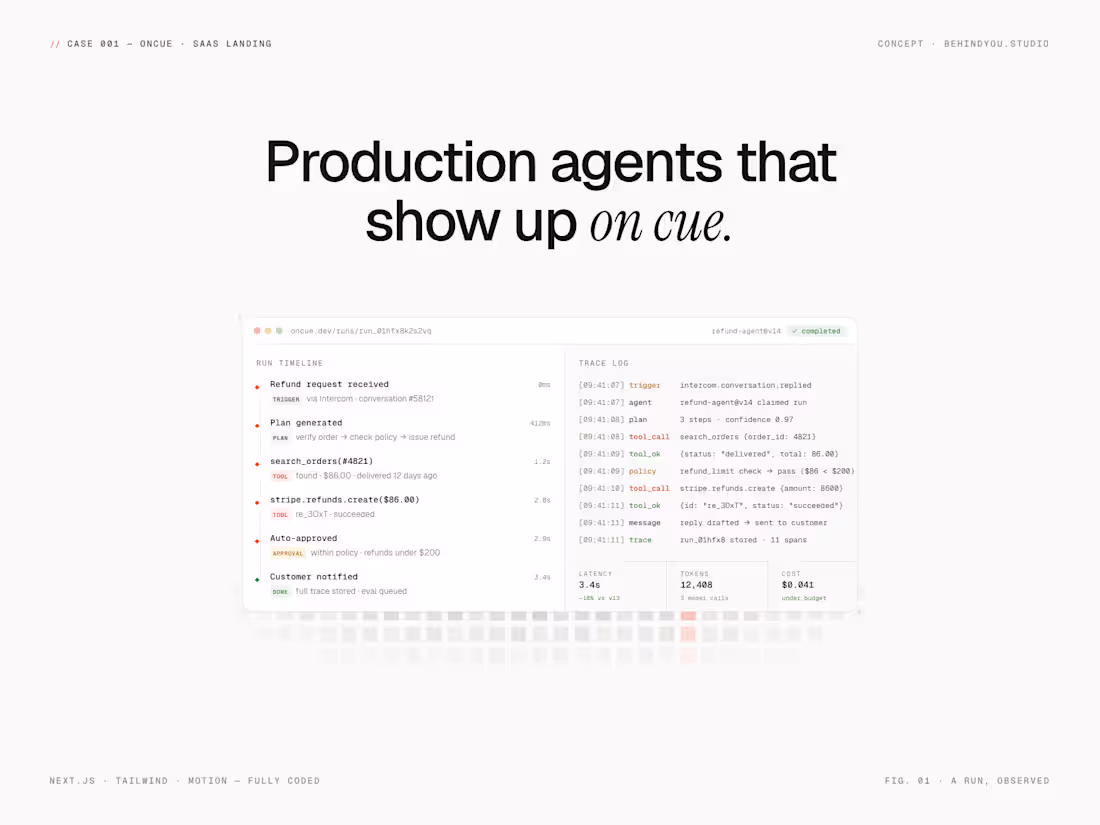 Cover image for Oncue SaaS Landing Page Design and Development