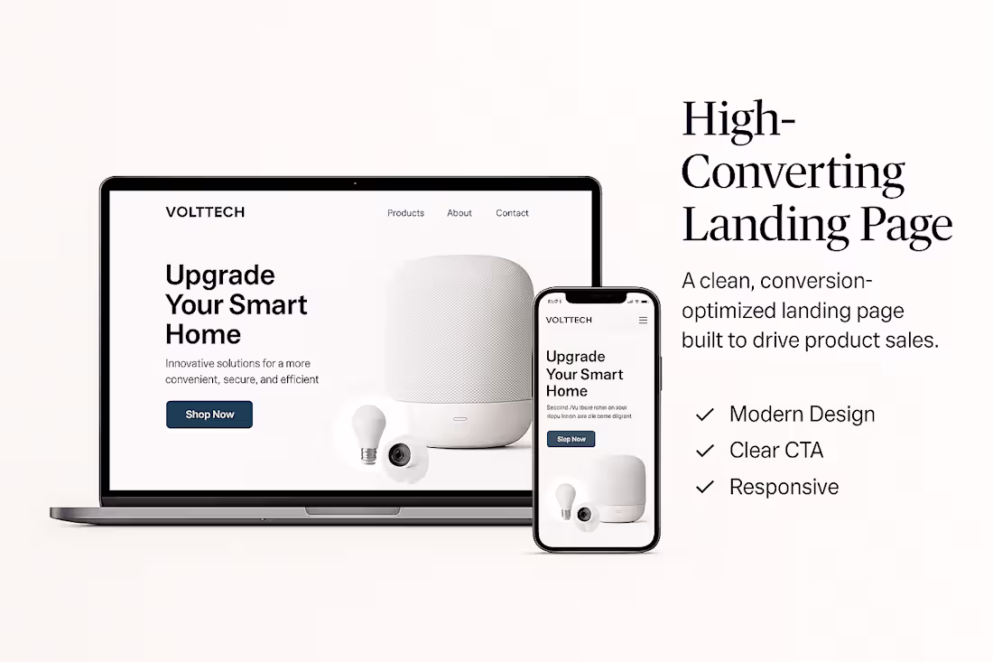 Cover image for 💻 High-Converting Landing Page — VoltTech Gadgets A clean, ...