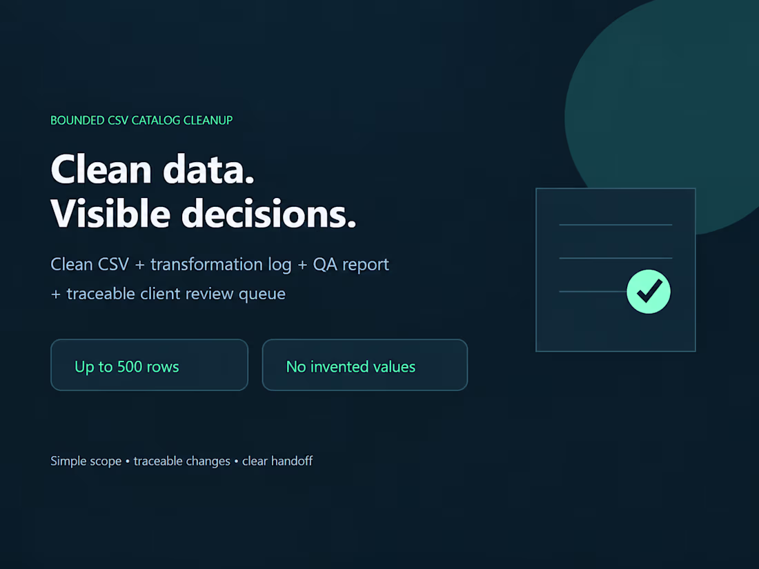 Cover image for Product Catalog CSV Cleaning & Standardization