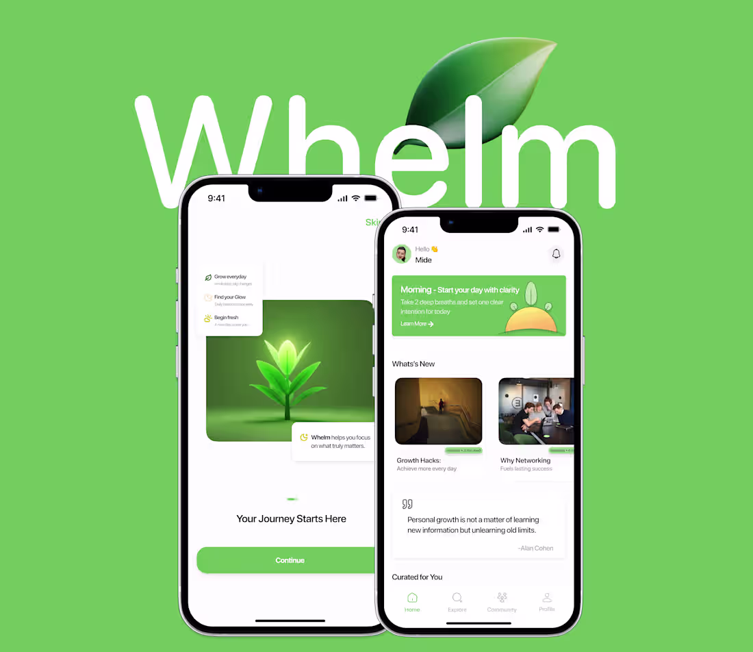 Cover image for Whelm mobile app design