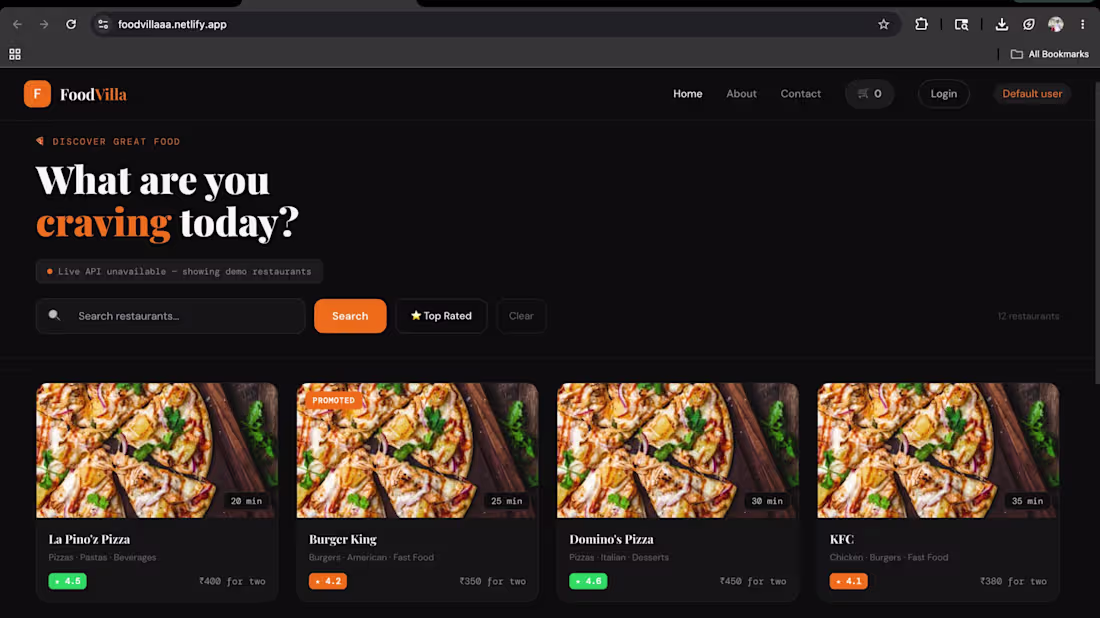 Cover image for Food Villa A Restaurant Website
A