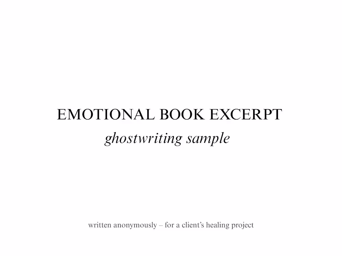 Cover image for Anonymous Ghostwriting for Healing and Grief Project