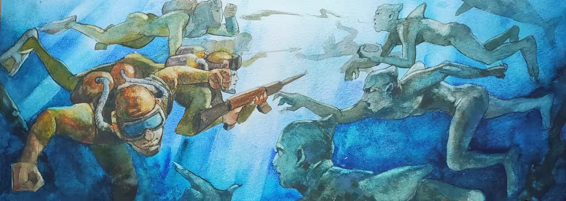 Cover image for Underwater Battle | Fantasy Watercolor Illustration