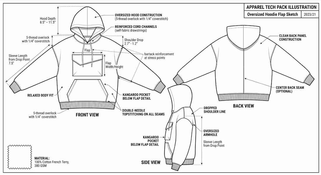 Cover image for Oversized Hoodie with Flap Pocket