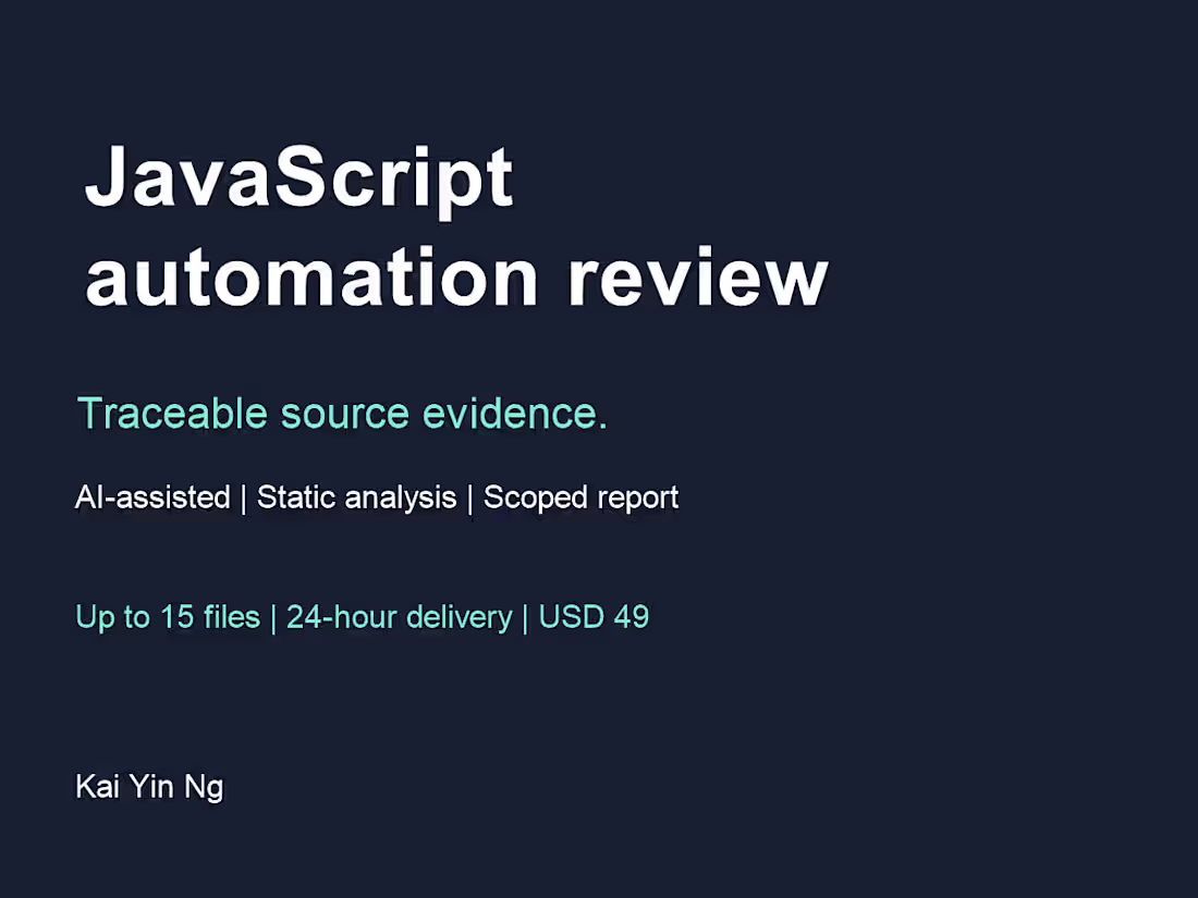 Cover image for JavaScript Automation Change Review — Evidence in 24 Hours