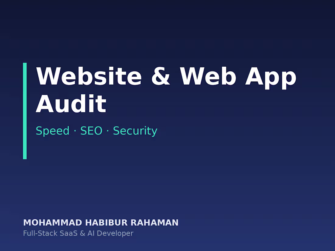 Cover image for Website & Web App Audit: Speed, SEO, Security