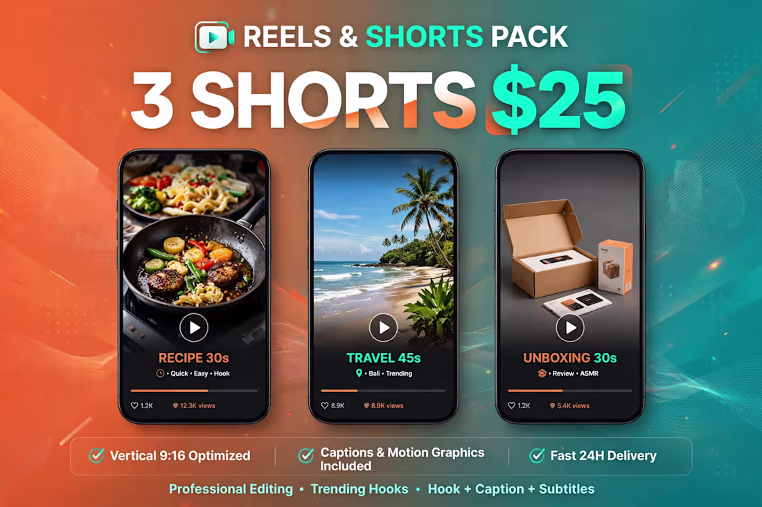 Cover image for Reels / Shorts Pack - 3 Shorts up to 60s each