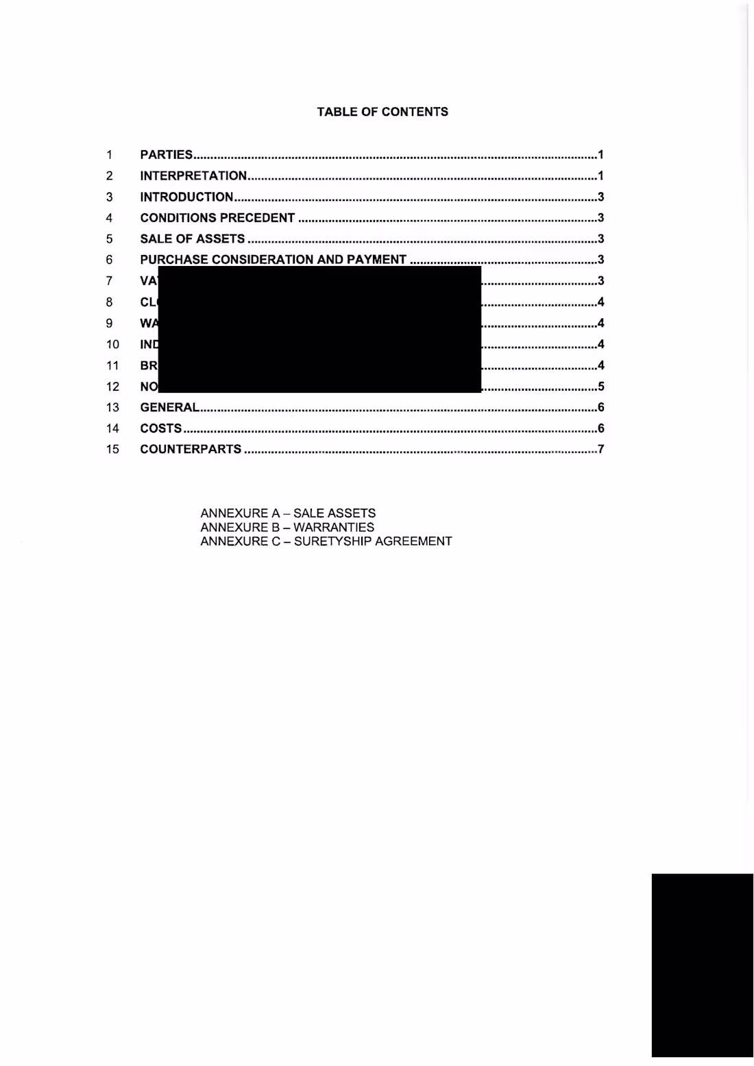 Cover image for Sale of Assets Agreement
