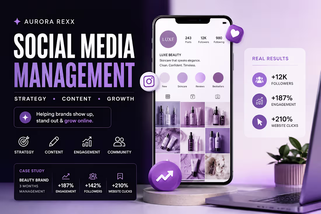 Cover image for Monthly Social Media Management for Brands and Businesses
