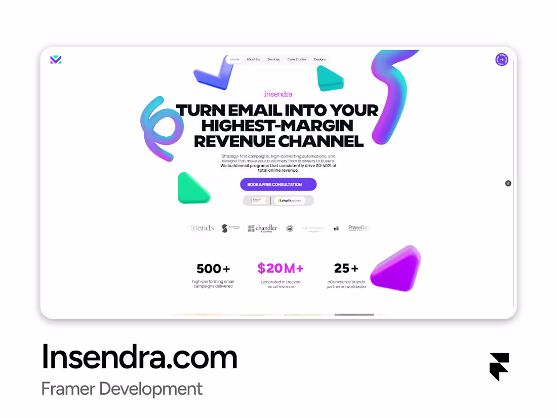 Cover image for Insendra | Framer Website for eCommerce Email Marketing Agency