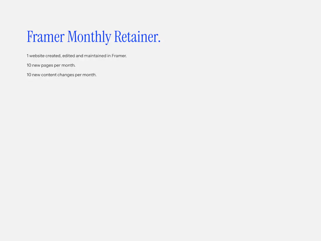 Cover image for Framer Monthly Retainer.