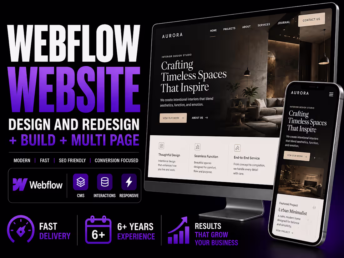 Cover image for Webflow Website Design and Redesign + Build + Multi Page