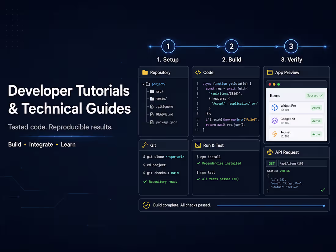 Cover image for Developer Tutorials & Technical Guides