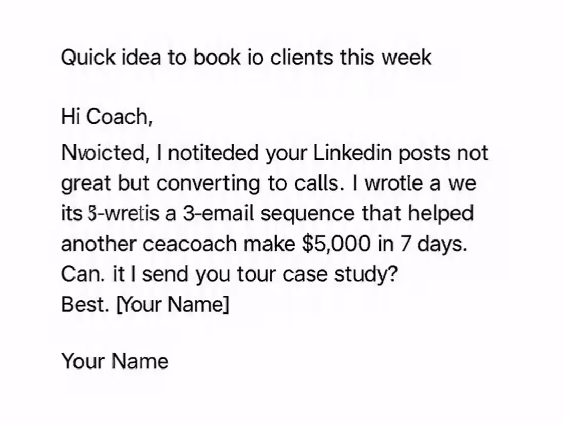Cover image for Cold email I wrote for a coach.