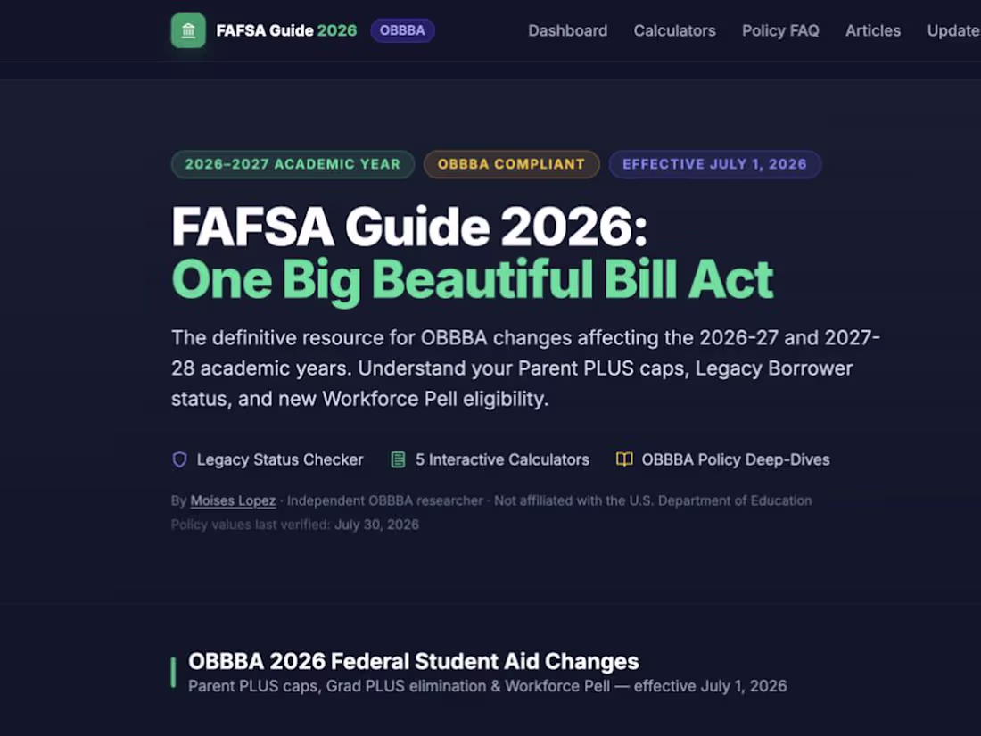 Cover image for FAFSA Guide 2026 — Federal Aid Resource Site