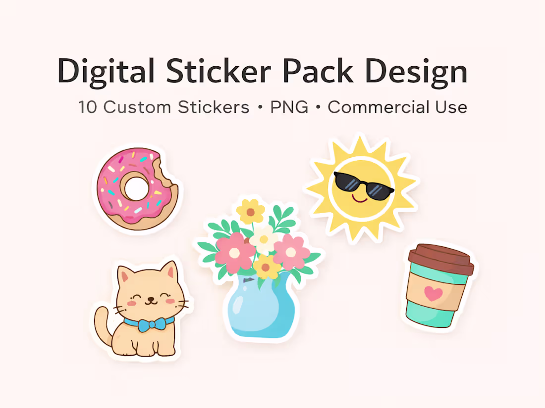 Cover image for Digital Sticker Pack Design (10 Stickers)