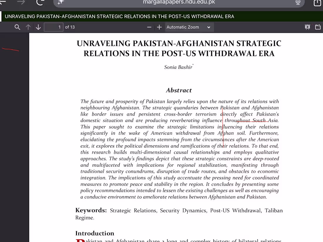 Cover image for View of UNRAVELING PAKISTAN-AFGHANISTAN STRATEGIC RELATIONS IN …