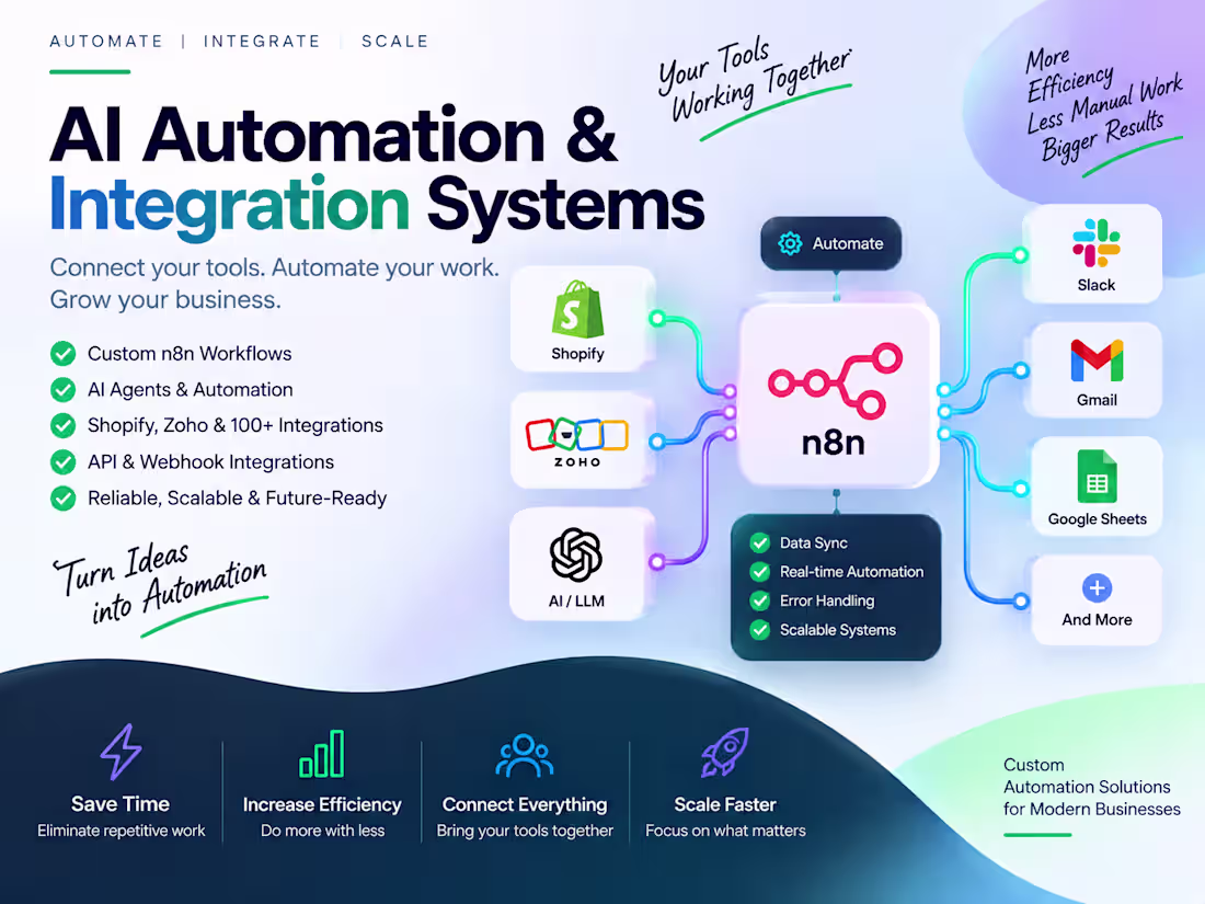 Cover image for AI Automation & Integration Systems with n8n