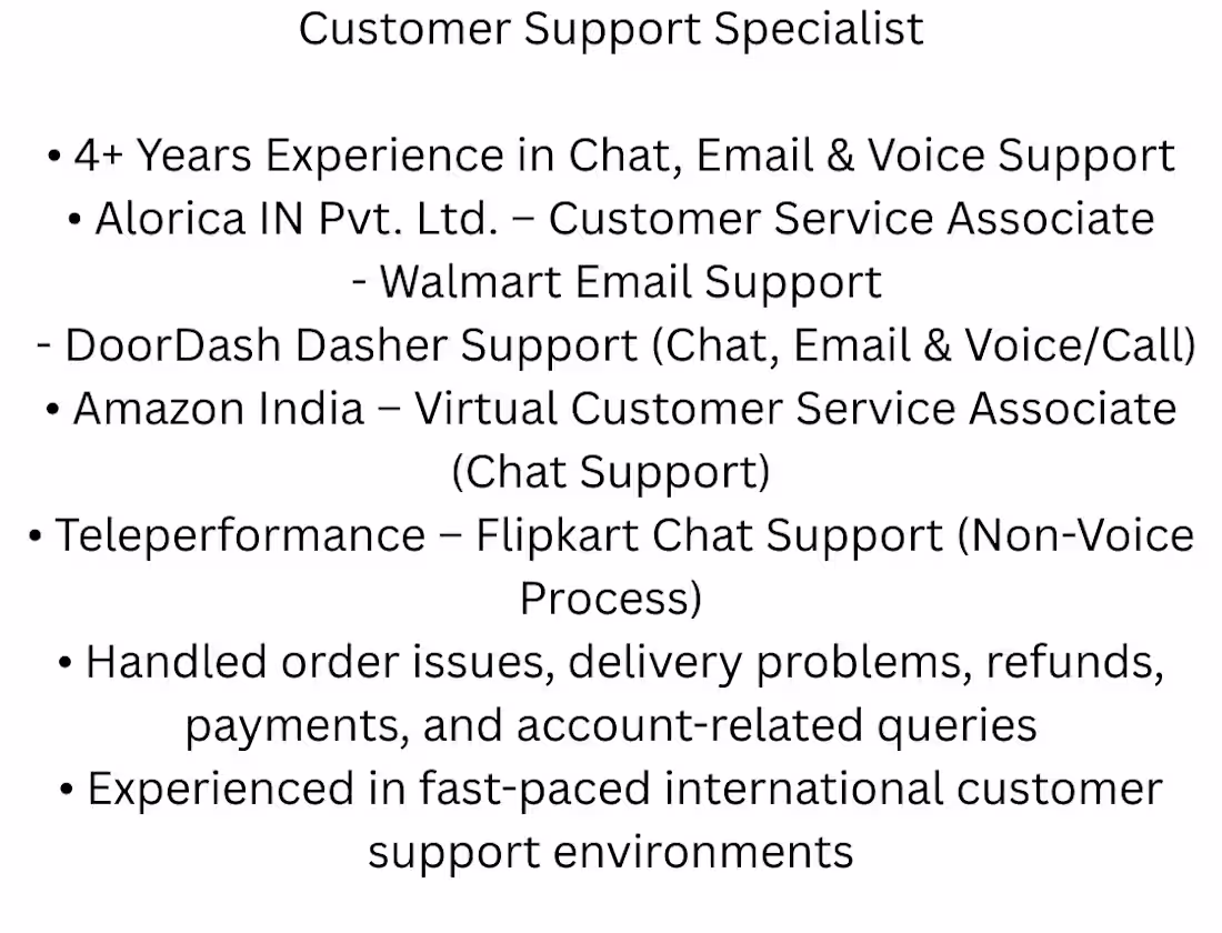 Cover image for Customer Support Specialist with 4+