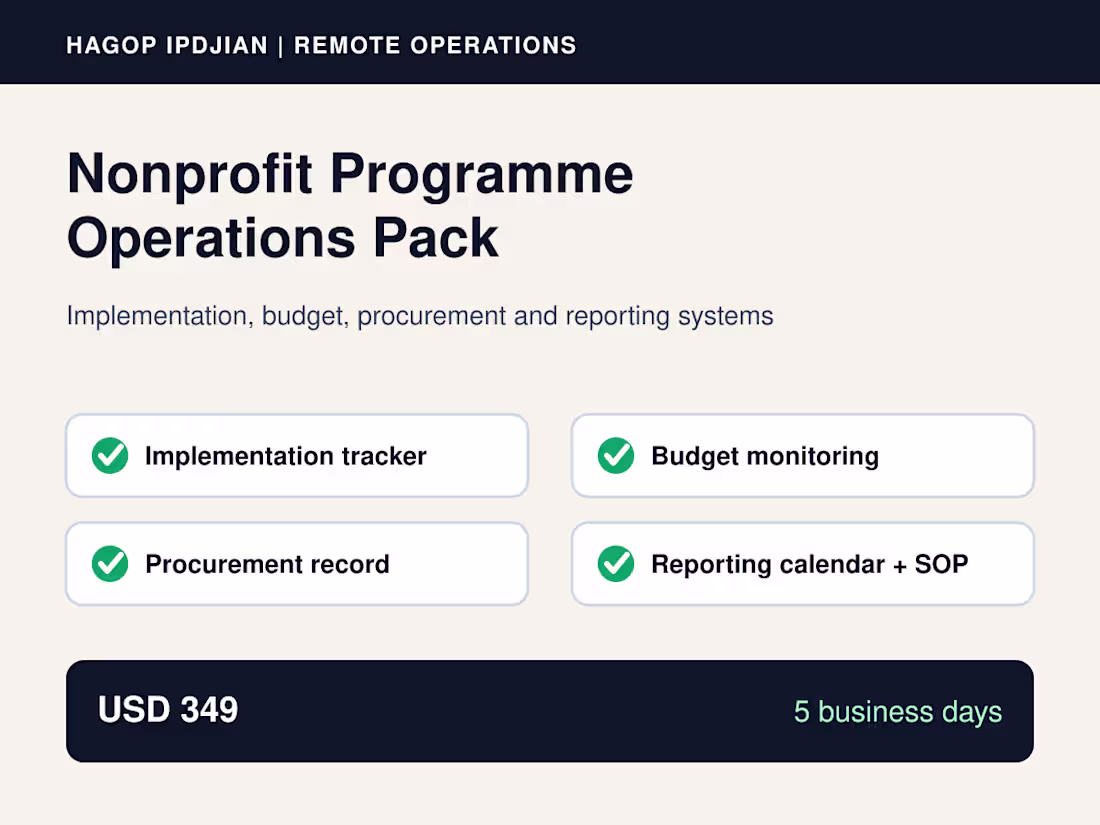 Cover image for Nonprofit Programme Operations Pack