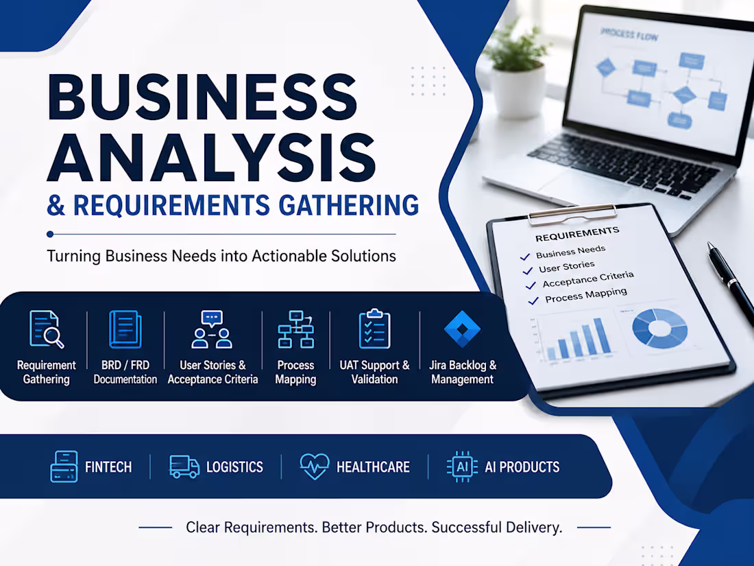 Cover image for Business Analysis & Requirements Gathering