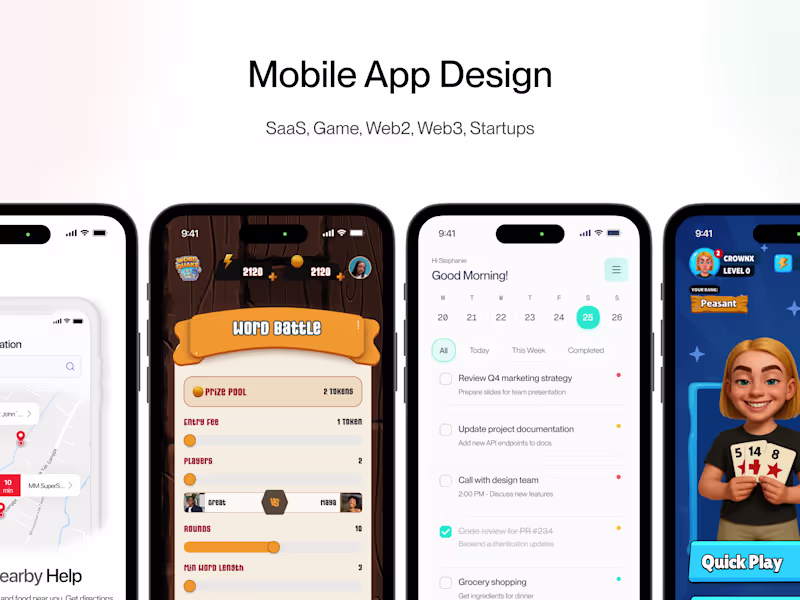Cover image for Mobile App UI/UX Design for iOS, Android & Game UI
