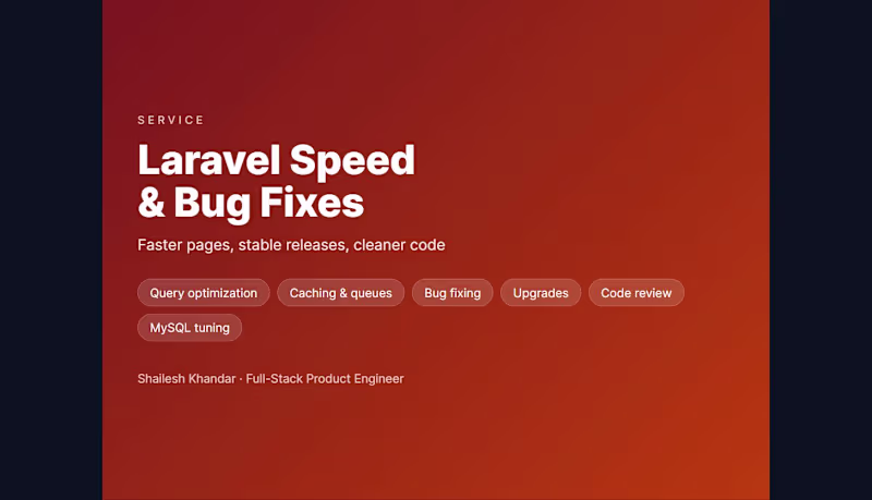 Cover image for Laravel Performance Optimization & Bug Fixing