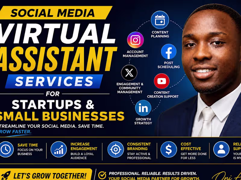 Cover image for You will get Social Media Virtual Assistant Services for Startup