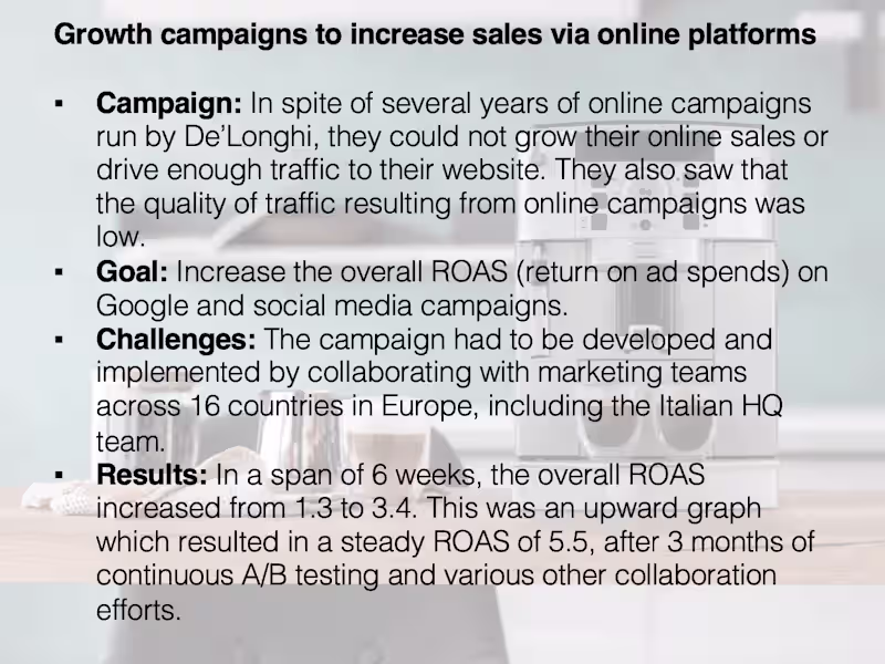 Cover image for PERFORMANCE MARKETING,
e-COMMERCE for De’Longhi