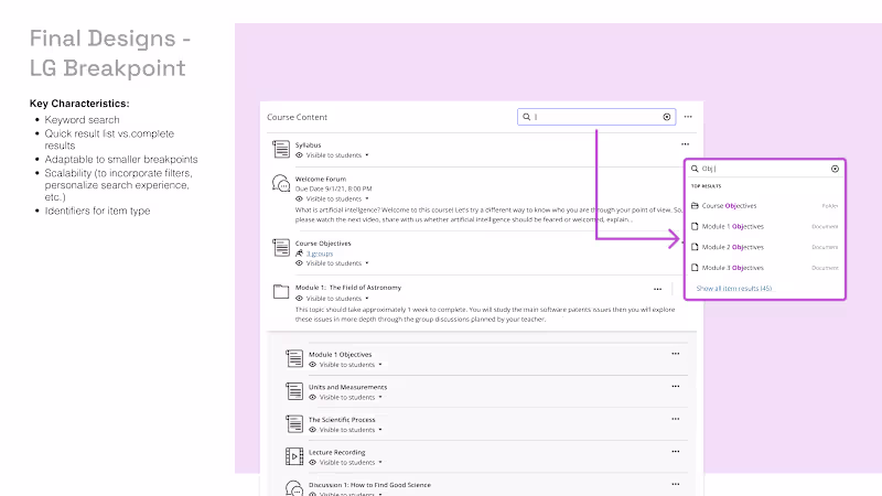 Cover image for Course Content LMS - Search Experience Redesign