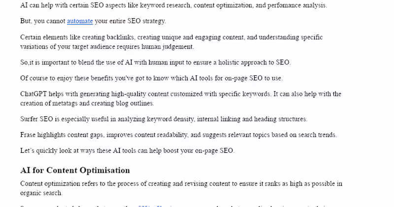 Cover image for How to use AI for On-page SEO - with tools to use.