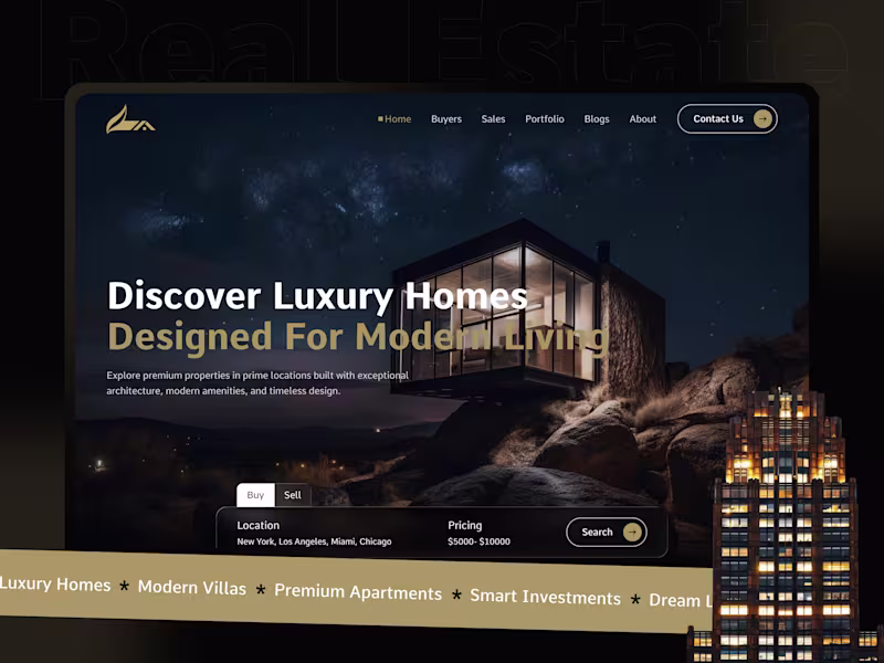 Cover image for Luxury Real Estate Website UI/UX