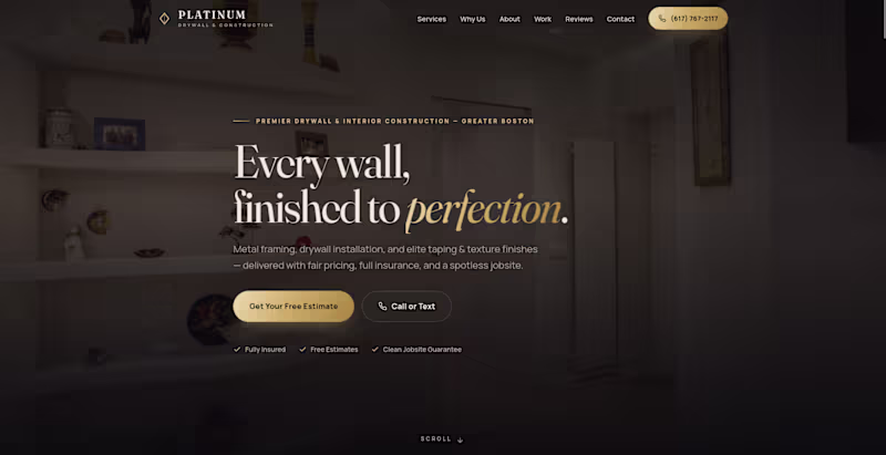 Cover image for Construction Website https://platinumdrywallconstruction.net...